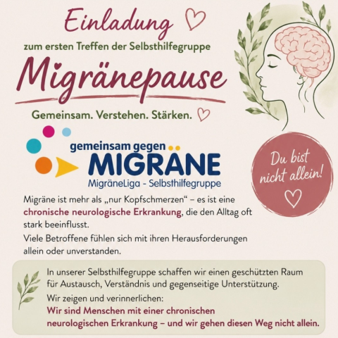 Einladung Flyer Selbsthilfegruppe Migränepause